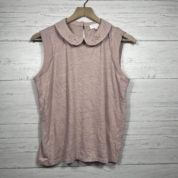 Lauren Conrad womens pink sleeveless blouse size medium ligthweight office - Picture 1 of 6